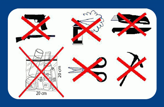 Picture Objects forbidden in cabin luggage
