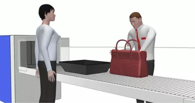 Image d'une personne faisant l'objet d'une fouille de son sac