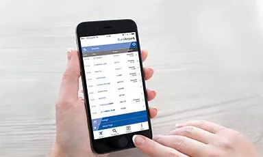 Photo d'un telephone utilisant l'application EuroAirport